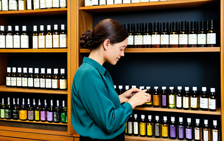 Perfume Creation**

"A woman, fully clothed in modest attire, is carefully selecting essential oils at a perfume creation workshop. The background shows shelves filled with glass bottles and various botanical ingredients. Professional lighting, safe for work, appropriate content, perfect anatomy, correct proportions, natural pose, well-formed hands, proper finger count, natural body proportions, family-friendly."

**