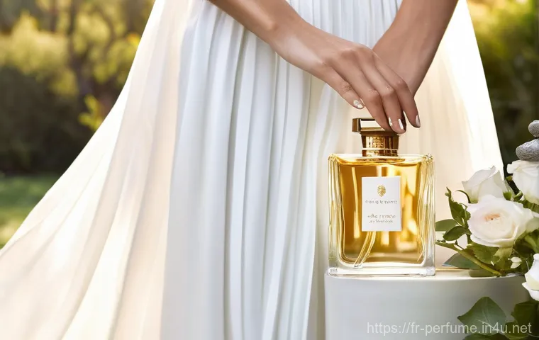 향수와 개인화 트렌드 - The Aura of a Unique Scent

**Prompt:** An elegant woman, dressed modestly in a flowing, soft fabric...