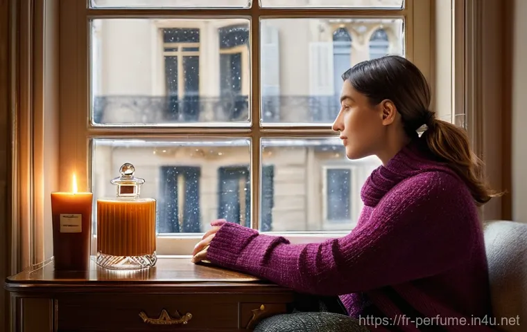 향수 복합 향기 사용법 - **"The Art of Layering"**: A sophisticated woman, in her early 30s, stands gracefully at an elegant,...
